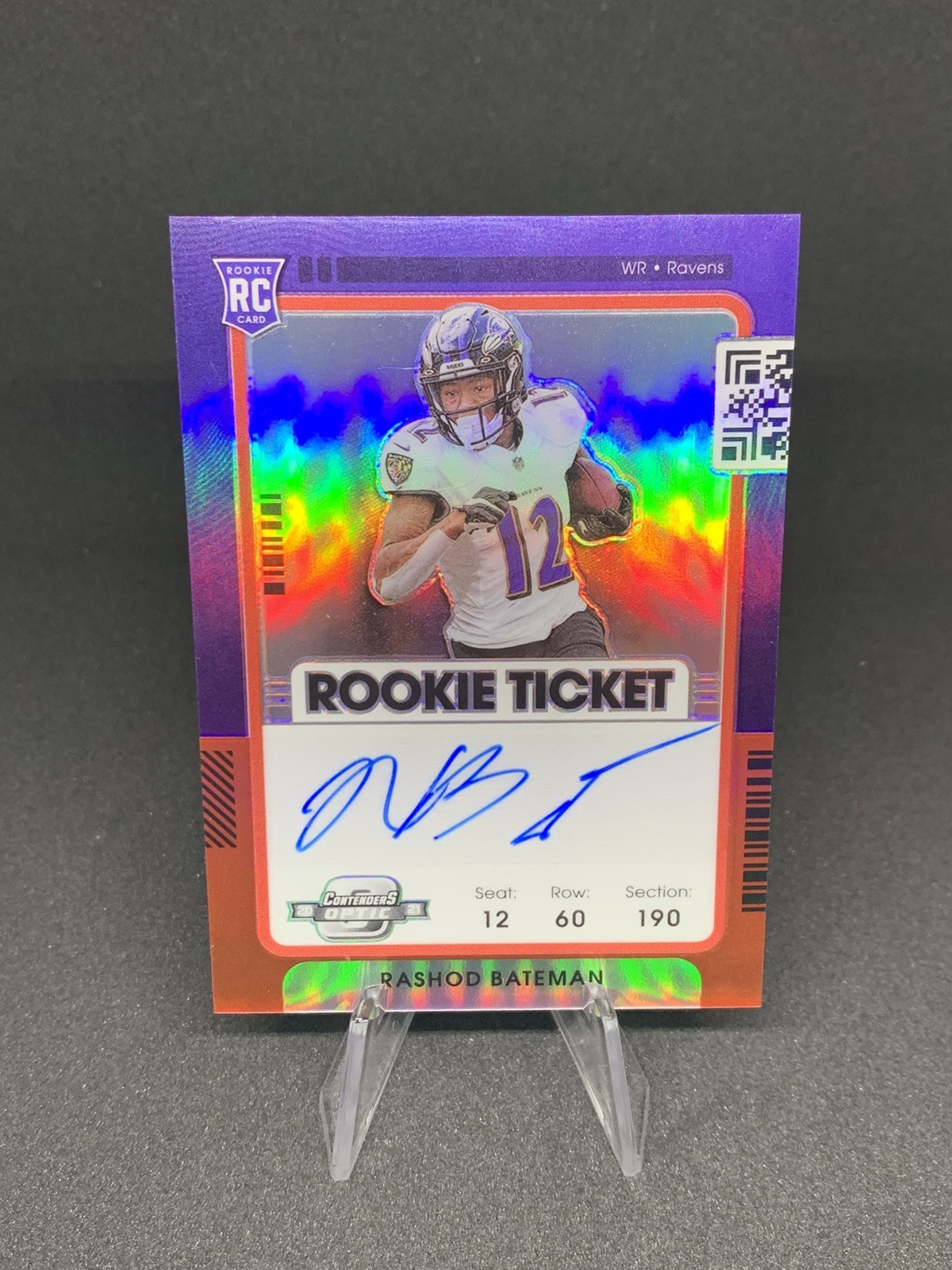 2021 Contenders Optic Rashod Bateman Rookie Ticket Auto Red #’d/99 RC Ravens SP