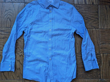 Charles Tyrwhitt Tailored Fit Blue White Houndstooth Dress Shirt 15.5- 38/84cm