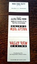Vintage Matchbook: Valley View Casino, Valley Center, CA