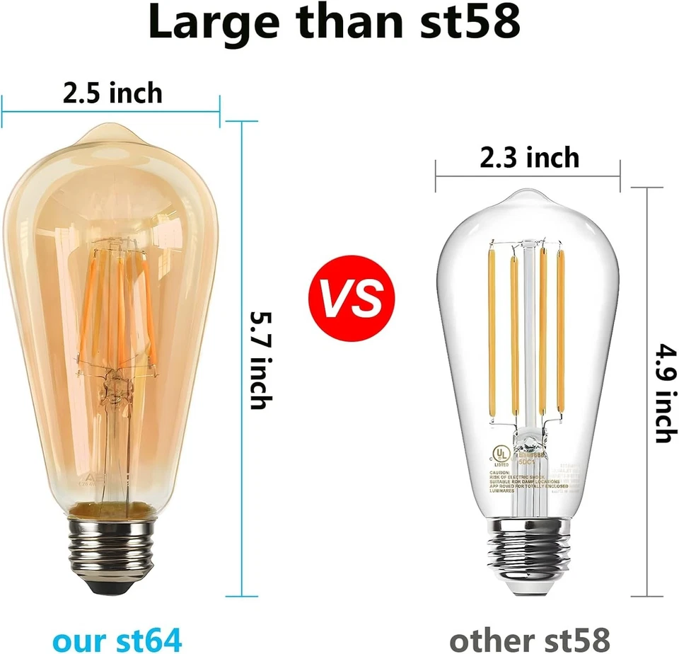 Dimmable Antique LED Edison Bulb 4W Squarrel Cage Filament - Image 4 of 4