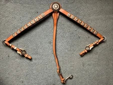 WESTERN COWBOY SHOW SADDLE HORSE BREAST COLLAR STERLING S. STAR CONCHOS & SHIELD