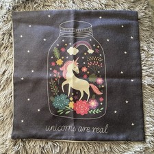 Throw Pillow Cover 17 Square UNICORNS ARE REAL. Unicorn In Jar Bedroom Playroom