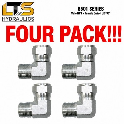 3/8'' Male NPT Pipe x 3/8'' Female Swivel JIC 90° Adapter 6501-06-06 FOUR PACK!!!
