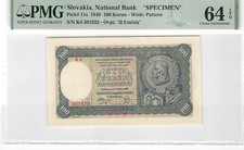 Slovakia 100 Korun 1940 P-11s  Specimen  PMG 64 EPQ