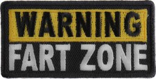 Warning Fart Zone Funny Iron on Patch- 3x1.5 inch - P4588