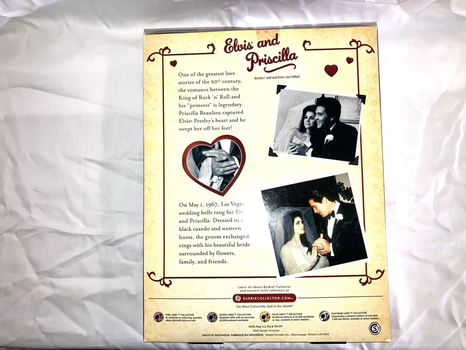Muñeca Barbie Elvis y Priscilla y Elvis Conjunto de Regalo Día de Boda Etiqueta Rosa 2008 Foto 3 de 4