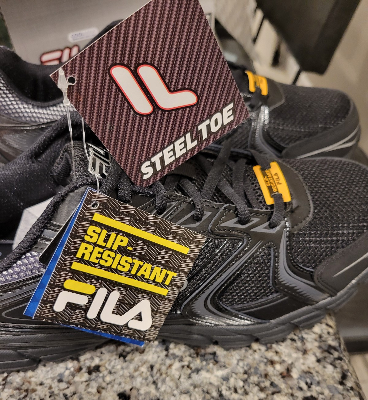 Fila Memory Reckoning 7 Slip Resistant Steel Toe Mens 11.5 Black Athletic Shoes