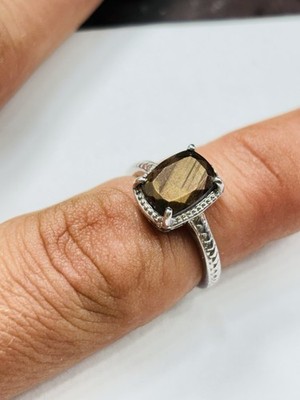 TJC silver and faceted tiger s eye ring UK size K
