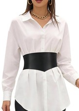 s Wide Corset Waist Belt Adjustable Faux Leather Waist Cincher, V-Shaped P...