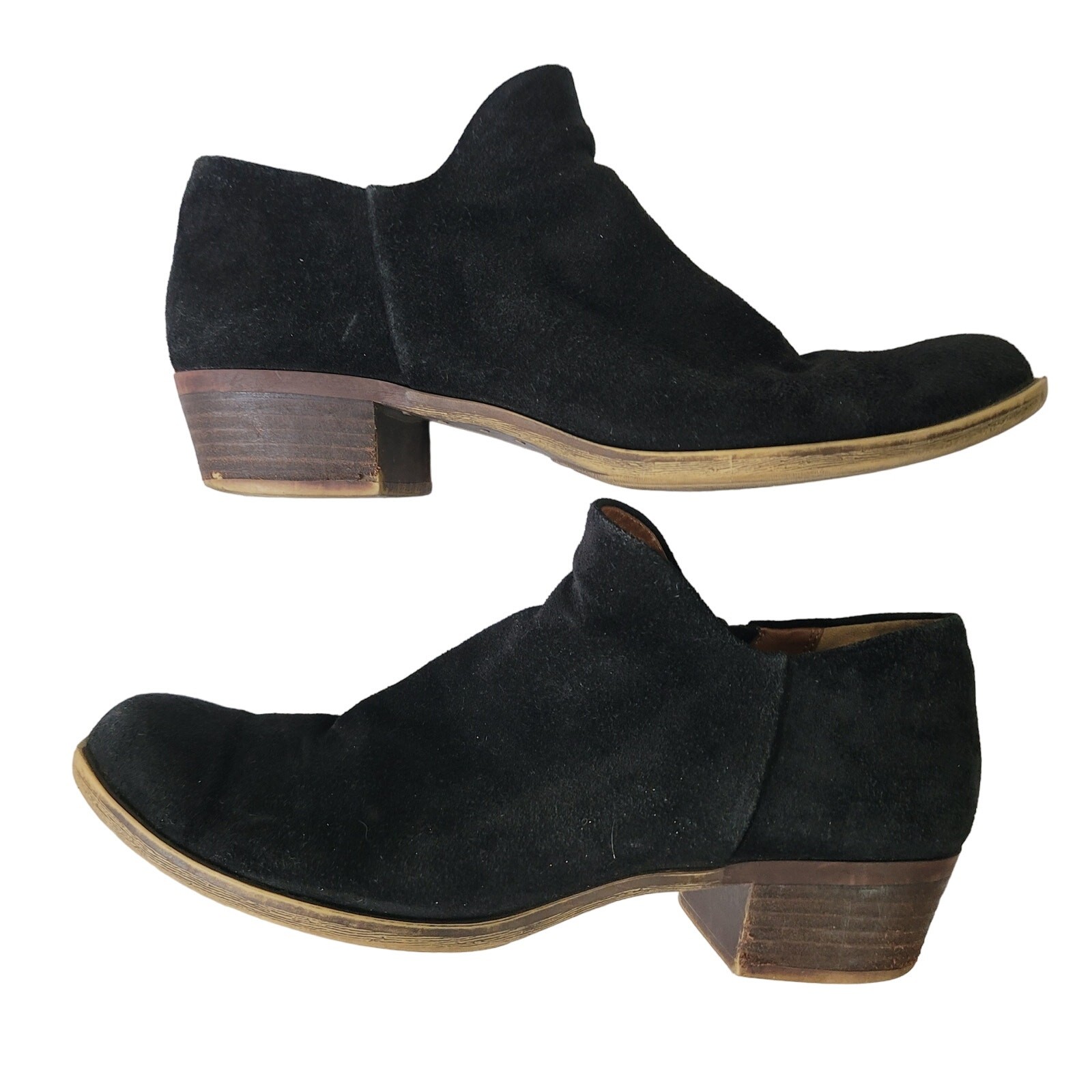 Lucky Brand Size 9.5 Lp Brett Women's Black Suede Leather Side Zip Ankle Boots
