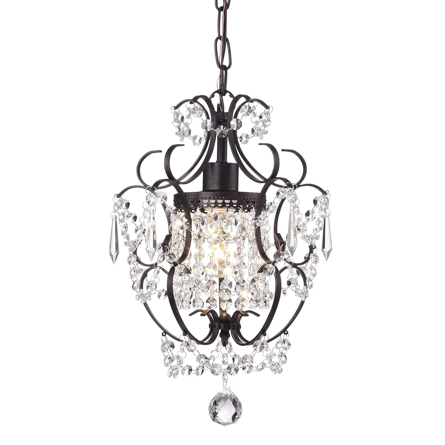 Amorette Mini Chandelier Crystal, 1 Light Modern Elegant Glam Ceiling Light F...