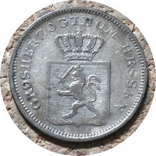 elf Germany Hesse Darmstadt 3 Kreuzer 1850