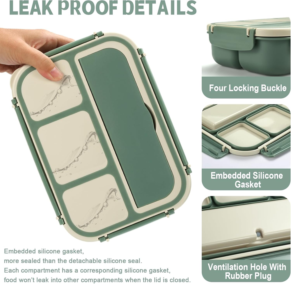 Bento Box Lunch Container for Adults Kids with 4 Compartments