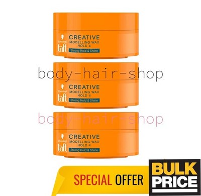 Taft Modelling Wax Creative Look Hold #4 Strong Hold Shine Easy Wash 75ml 3-Pack