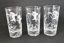 MCM Set of 3 Highball Drink Glasses Flying Ducks *Scratches/ Paint Wear READ!*