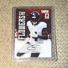 Onyx Autograph Zay Flowers Ravens RC-04 On-Card Auto Rookie NFL Football. rookie card picture