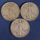 Lot of 3 ~~~ Walking Liberty Half Dollar 90% Silver 1942D, 1944S, 1945S
