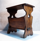 Vintage Arts and Crafts Solid Oak Side Table With Magazine Rack