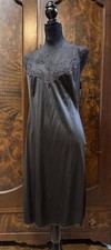 Vtg VASSARETTE Full Slip Sz 40 Black Nylon Lace Strap Adjustable Made In USA