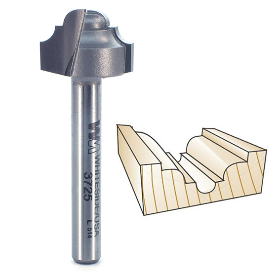 Whiteside Classical Round Bottom Bit, 1/4 in. SH x 1/8 in. R 3725