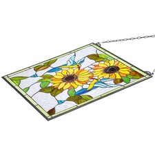 Stained Glass Window Panel, 20 x 20 in, Hanging Transom, Rectangle