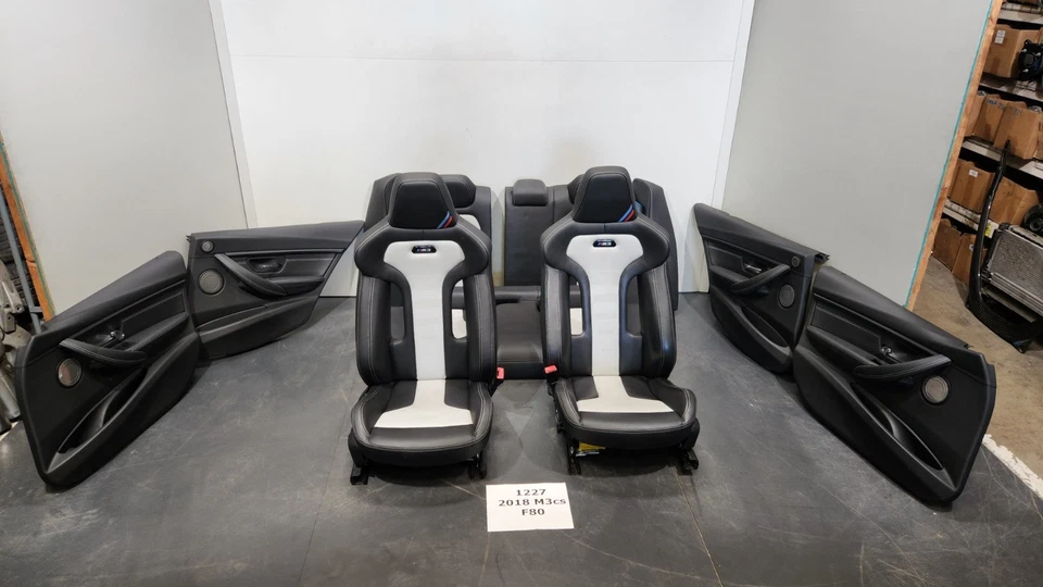 ✅ OEM BMW F80 M3CS M White Black Full Leather Interior Heated Seats SET * - Image 4 of 4