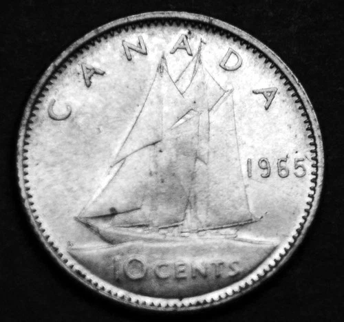 1965 10¢ silver coin that shows details