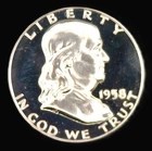 1958 Franklin PROOF Half Dollar CHOICE BRILLIANT VERY NICE 90% Silver