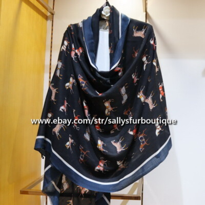 #ad #ad Sally Boutique Cashmere Ring Scarf Wrap Shawl Horses Print Soft Delicate 78quot;*39quot; $49.80