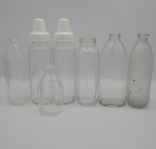 7 Vintage Glass Baby Bottles Pyrex Evenflo Nursers Nursery Decor Reborn Bottle