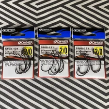 (3 Packs) Owner 5108-121 All Purpose Softbait Hook Size 2/0 Needle Point Z Lock