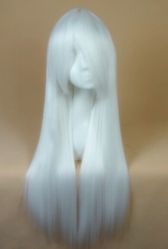 80CM/32" Long straight Cosplay Fashion Wig Heat Resistant Skintop Breathable net - Picture 4 of 20