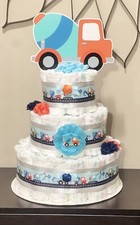 3 Tier Construction Truck Diaper Cake Baby Shower Boy