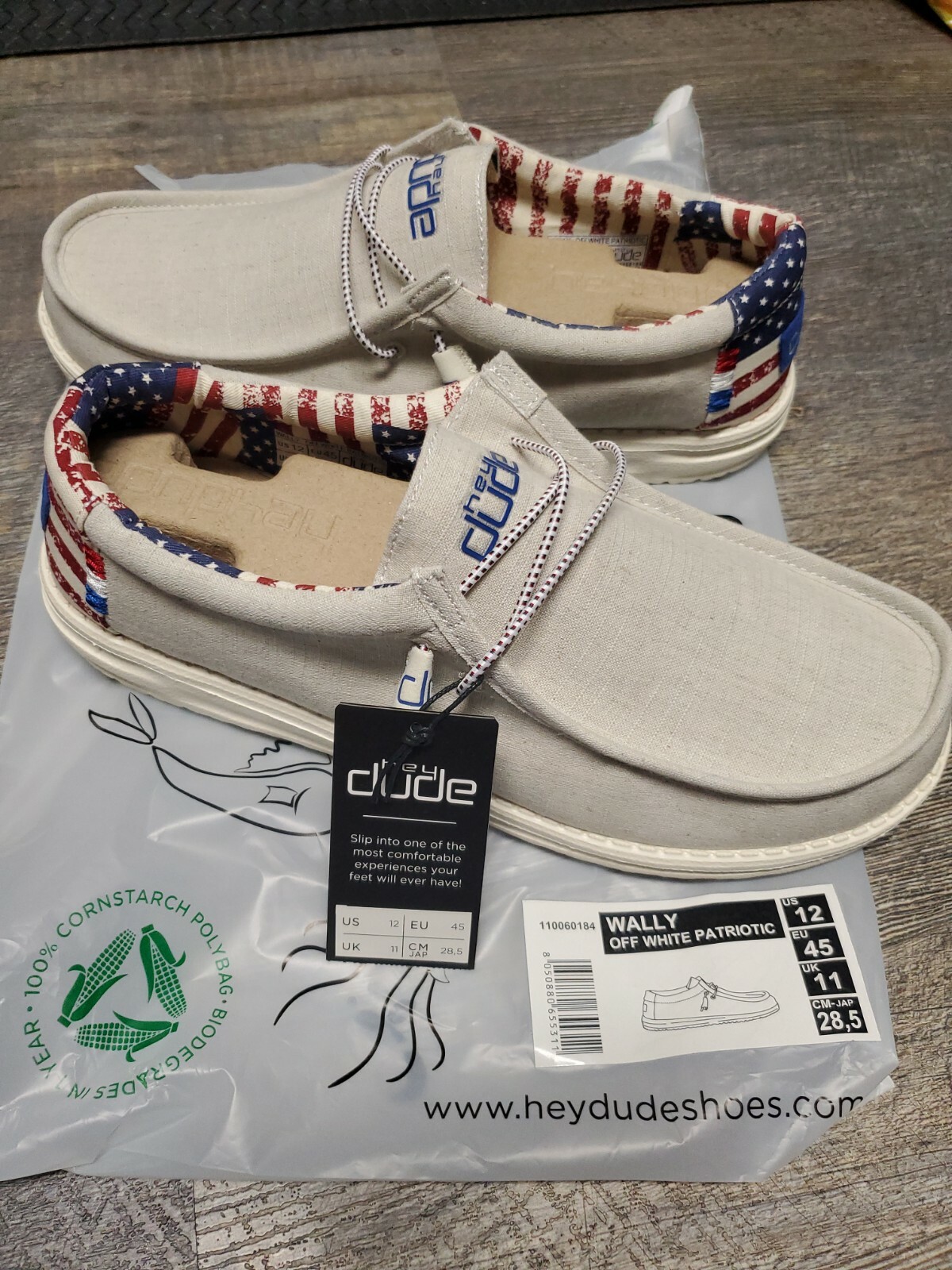 Hey Dude Wally Off White Patriotic Size 