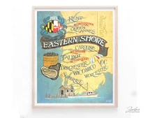 Maryland Eastern  Shore  Map style Print decor print vintage  style  art md