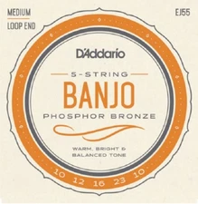 D'Addario EJ55 5 String Banjo Phosphor Bronze Medium 10-23 j55