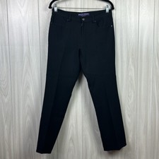 Ralph Lauren Purple Label Womens Pants 8 Black Trouser Career Wool Straight