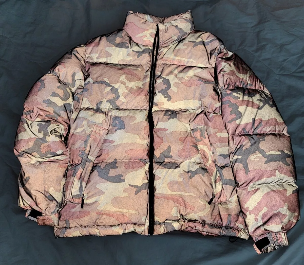 SUPREME F/W '18 Reflective Camo Down Jacket Orange Men's size Medium