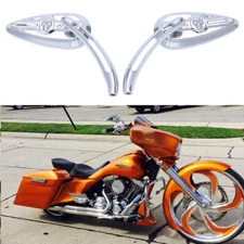 For Harley Touring Street Glide Road Glide Chrome Motorcycle Skull Side Mirrors