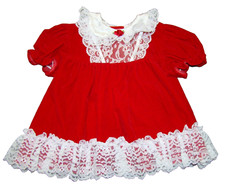 VTG JoLene Girls 24 Months Holiday Dress Red Velvet White Lace Jo Lene USA