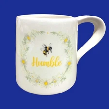 Transpac White Honey BEE HUMBLE Yellow Black Bees 15oz Dolomite MUG New