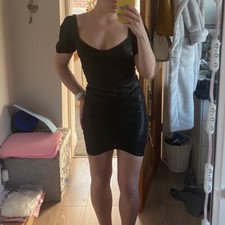 pretty little thing black ruched plunge sequin dress uk size 6