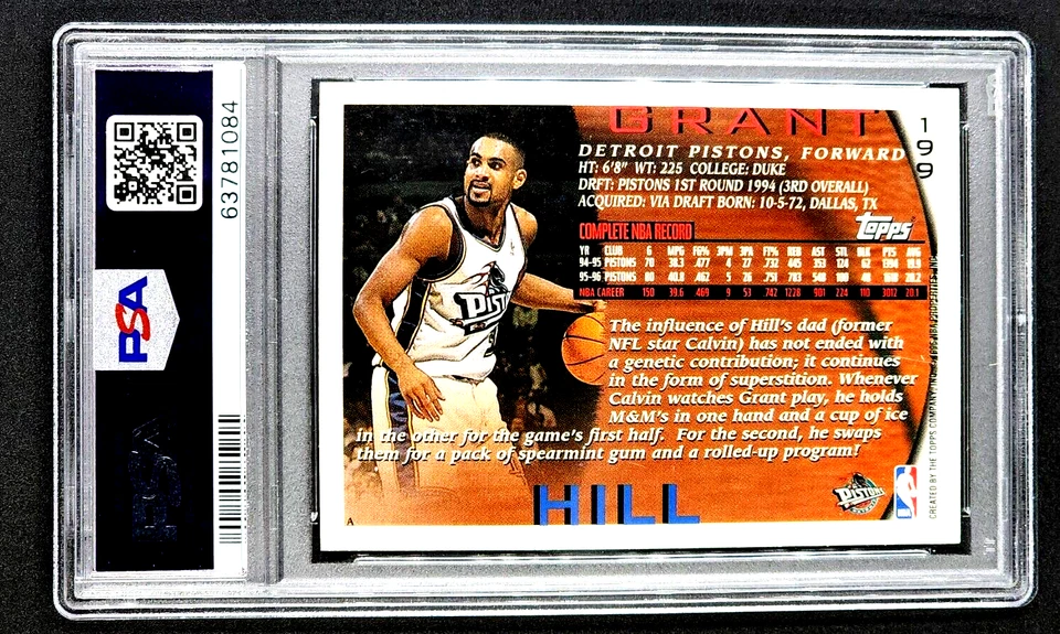 1997 Kenner Starting Lineup SLU #199 Grant Hill HOF PSA 10 Gem Mint POP 4 - Image 2 of 4