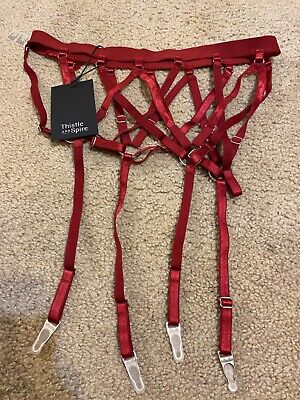 New with Tags Thistle & Spire strapped in Ruby garter belt lingerie Sz  Large 
