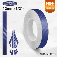 CARBON FIBER DARK BLUE 1/2" 12mm PIN STRIPE Car Model Streamline TAPE Sticker