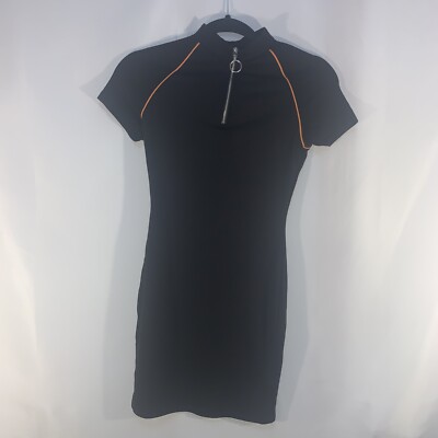 Divided Women's Dress Black W/Orange Stripe Size 4 #749