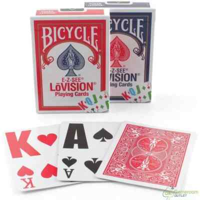 Lot 2 Bicycle LoVision Playing Cards Lo-Vision E-Z EZ EZSEE Easy See Large Print