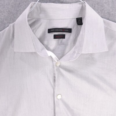 John Varvatos Light Micro Stripe Stretch Button Dress Shirt Mens 16.5x35/35