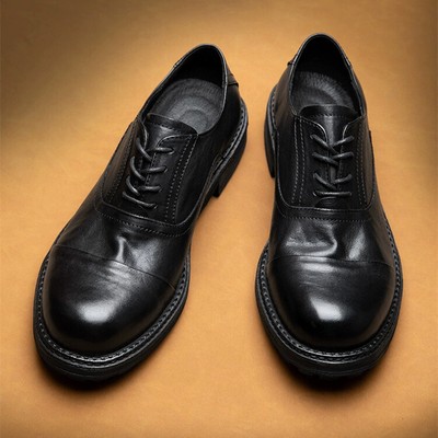 Retro British Round Toe Mens Lace Up Formal Dress Real Leather Western Shoes sz