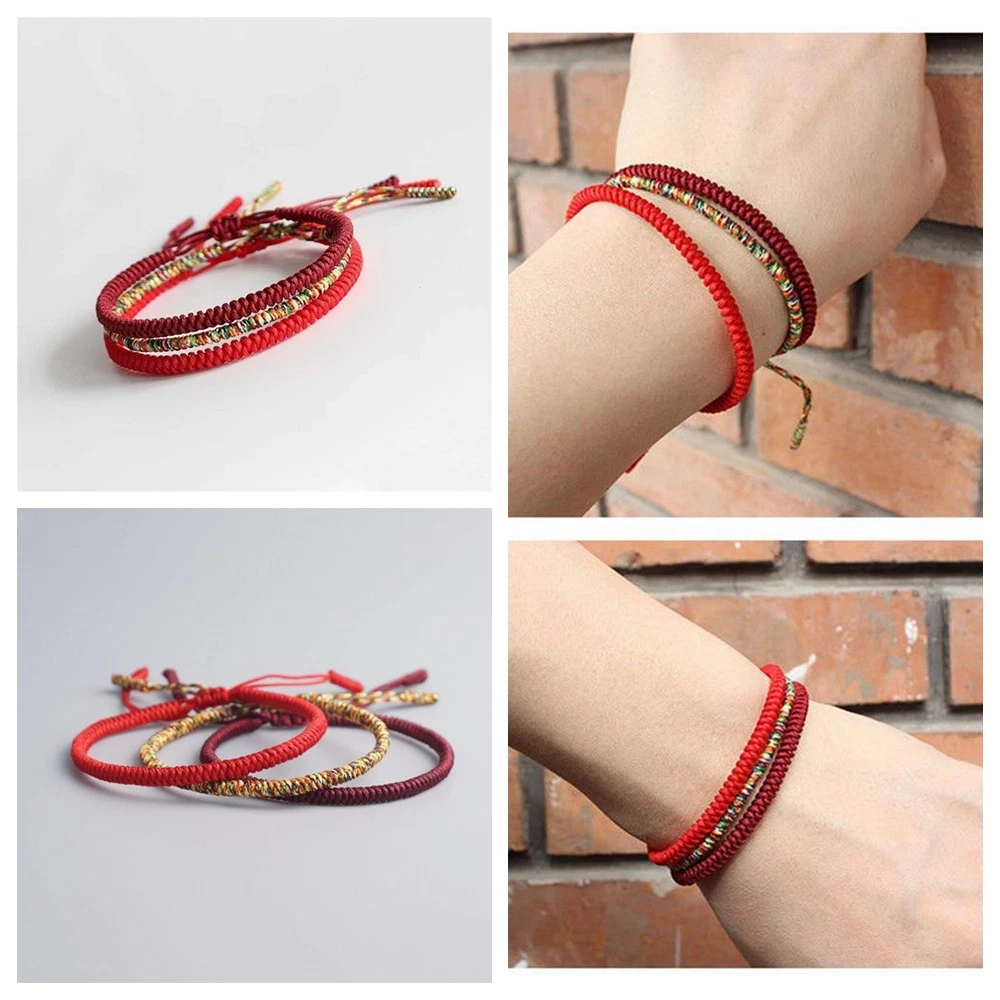 Lucky handmade buddhist knots rope best sale bracelet